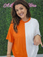 Game Day Multi Color Knit Top: ORANGE/WHITE