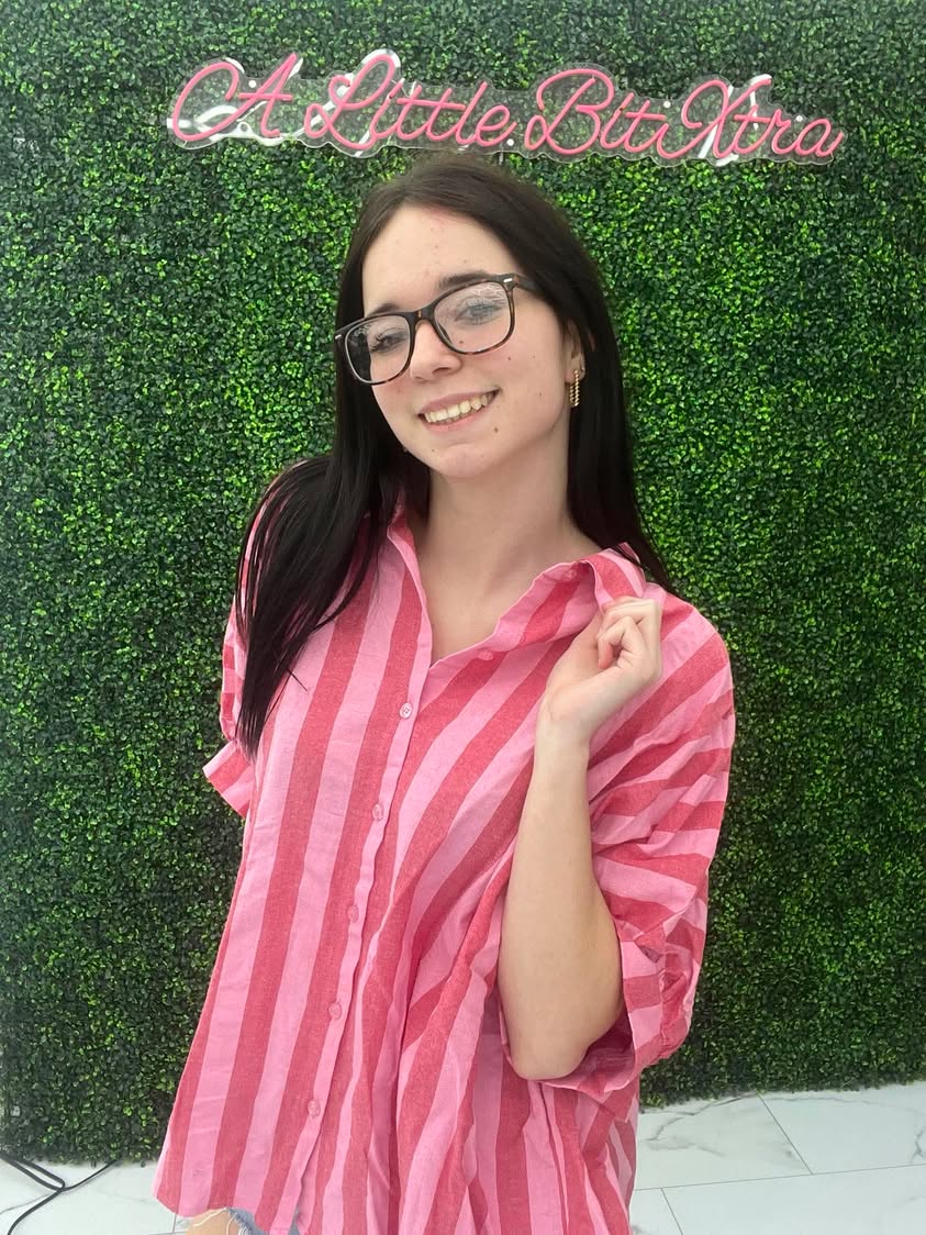 Red/Pink Striped Oversized Shirt