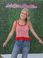 Red/White Striped Ruffle Tank