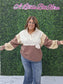 Brown Color Block Button Sweatshirt