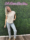 SAND BEIGE ROUND NECK FOLDED SHORT SLEEVE