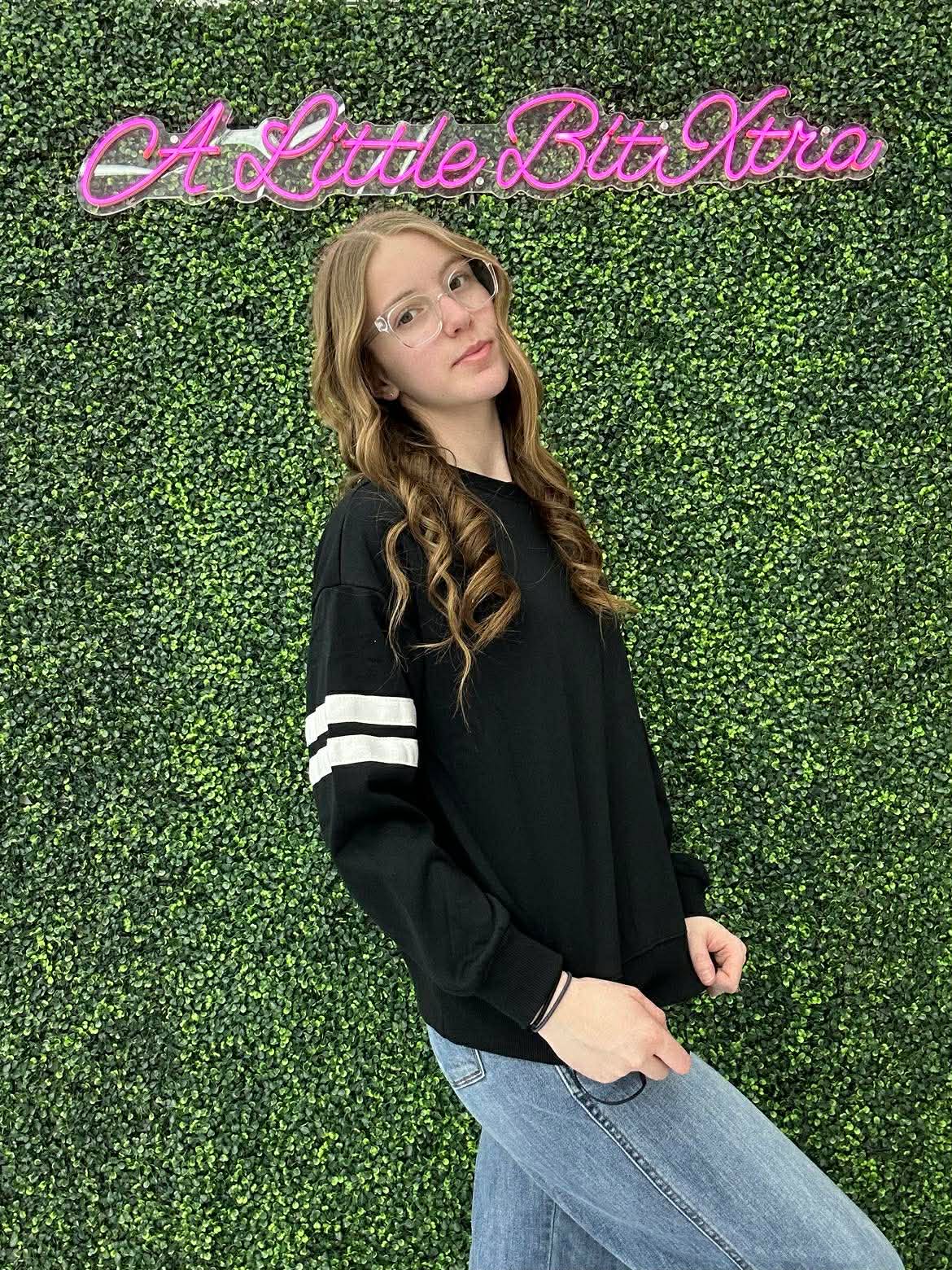 66Love Varsity Striped Plus Size Oversized Sweatshirt : Black