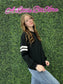 66Love Varsity Striped Plus Size Oversized Sweatshirt : Black