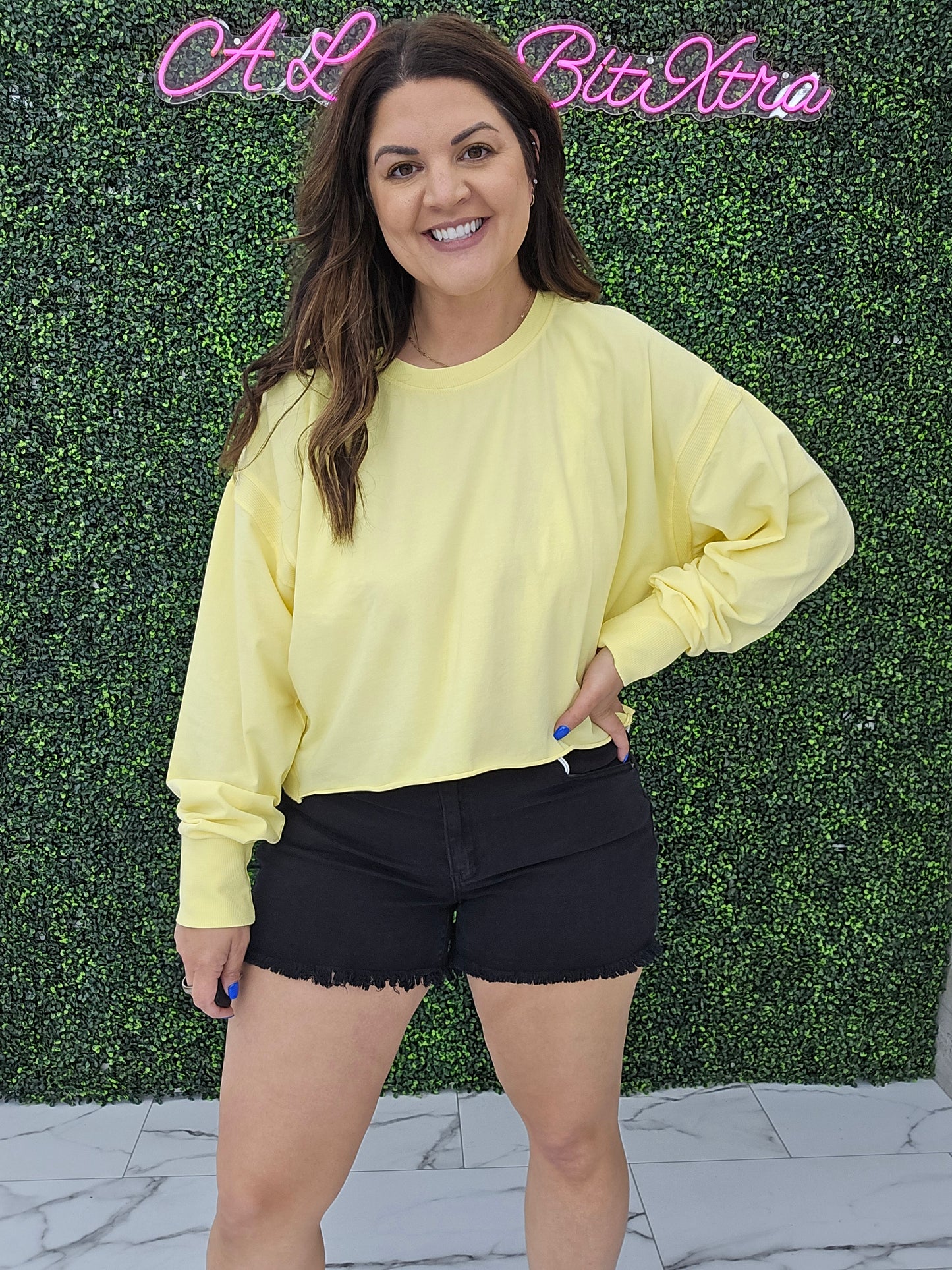 Open Back Long Sleeve Tee / YELLOW