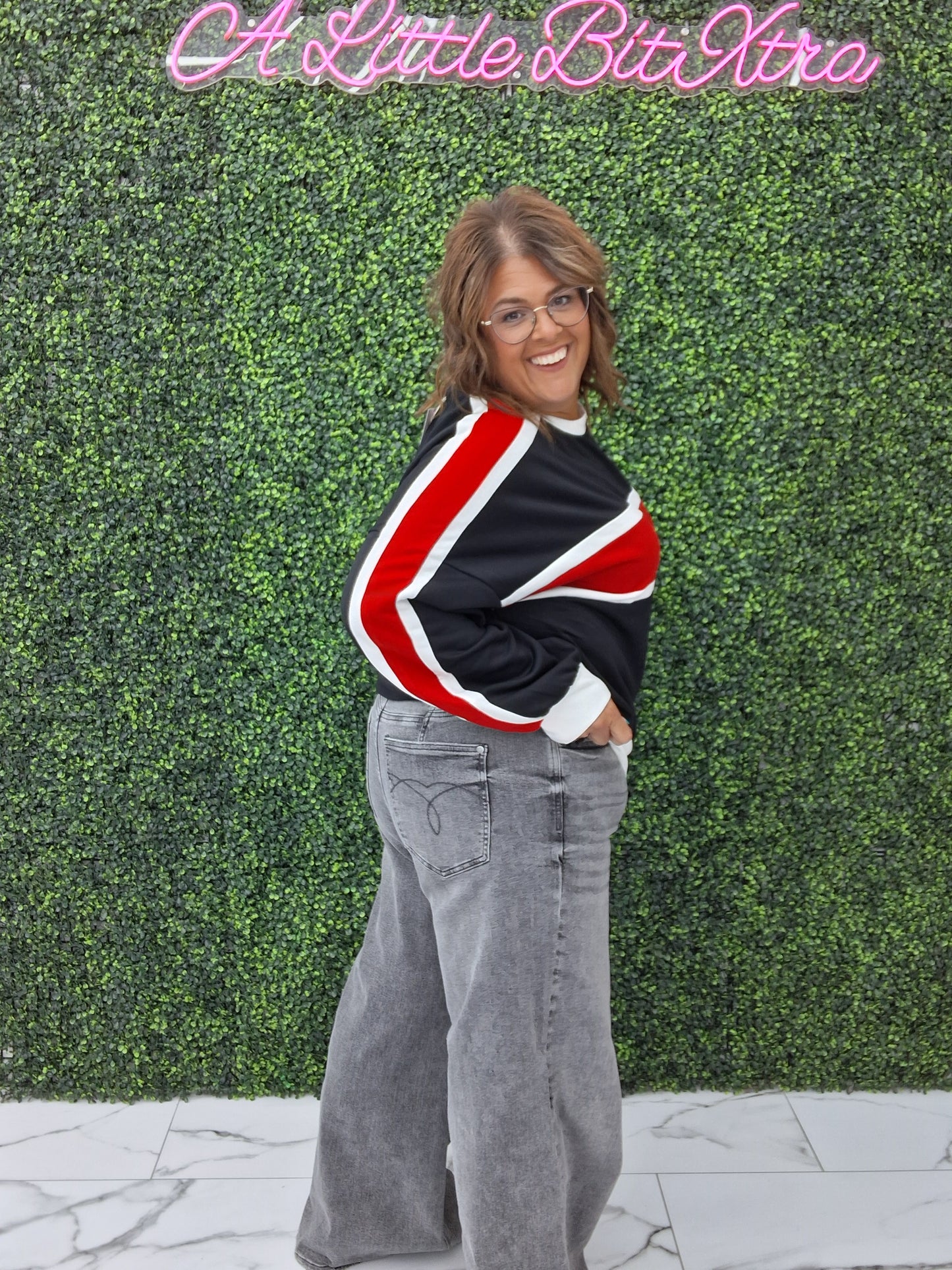 JB MID-RISE LIZA PALAZZO JEANS GREY