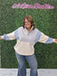 Grey Color Block Button Up Sweatshirt
