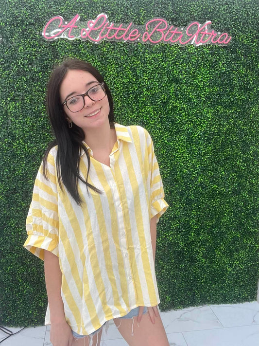 Yellow Striped Oversized Shirt