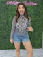 Black Checkered Mesh Top