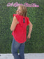 Linen Top Ruffle Collar Coral