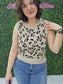 Sleeveless Round Neck Leopard Sweater