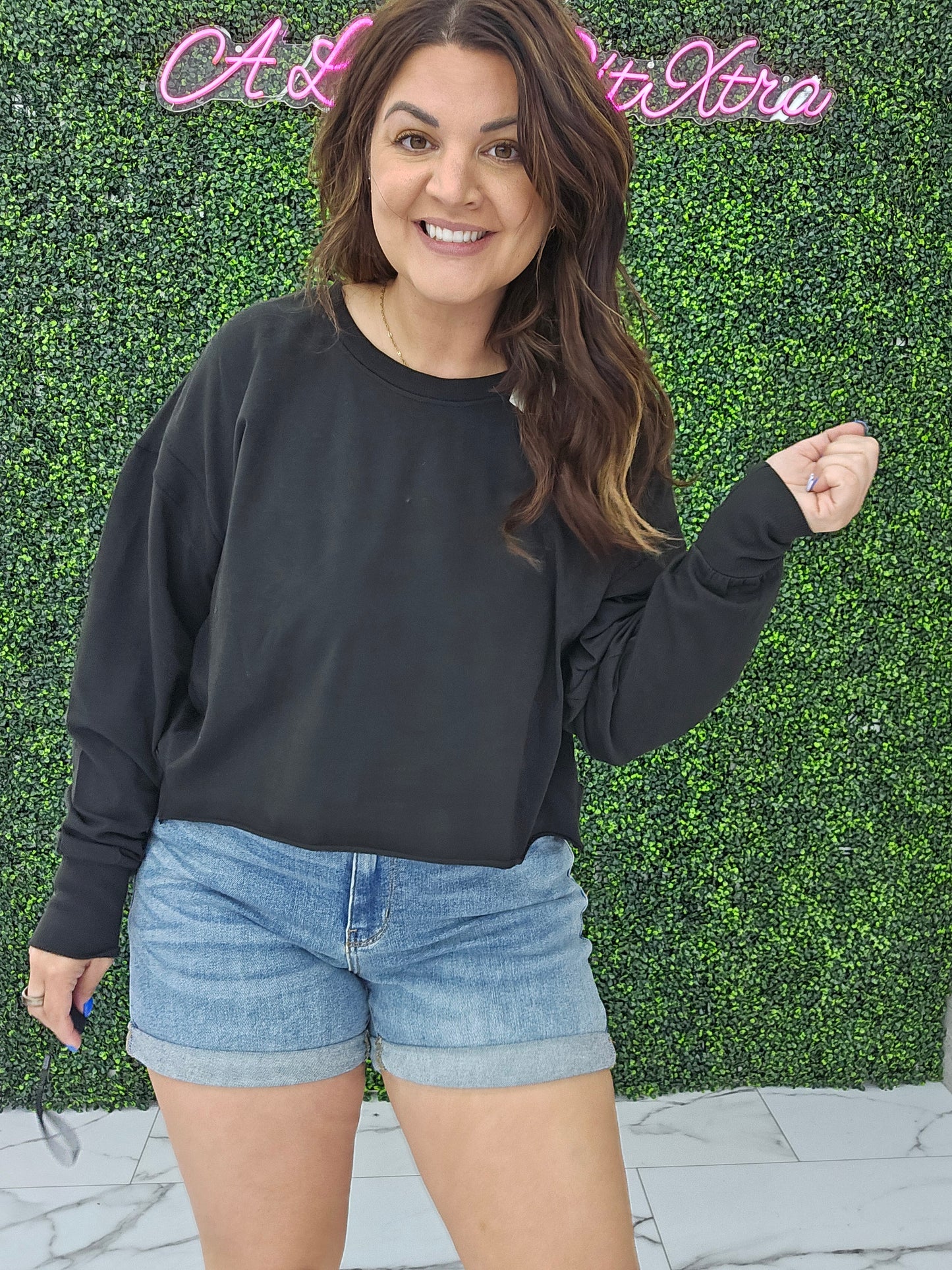 Open Back Long Sleeve Tee / Black