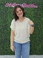 BOXY CHUNKY KNIT SHORT SLEEVE SWEATER CREAM