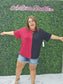 Game Day Multi Color Knit Top: BURGUNDY/BLACK