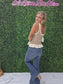 Tan/White Ruffle Tank