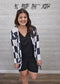 BLACK MICROFIBER V-NECK TOP & BIKER SHORTS