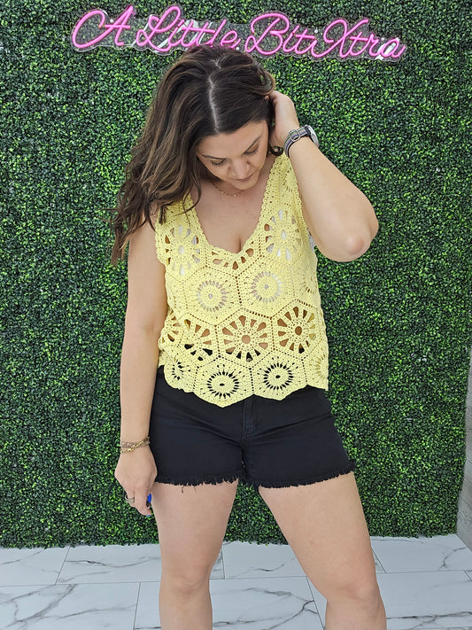 Crochet Tank Top: Yellow