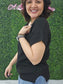 BOXY CHUNKY KNIT SHORT SLEEVE SWEATER BLACK