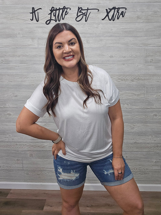 WHITE SOPHIE SLOUCHY CREWNECK TEE