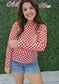 Red Checkered Mesh Top