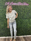 Short Sleeve Crew Neck Sage Stripe Oversize T-Shirt