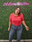 Short Sleeve Oversize Crop Cotton Knit Tee RED
