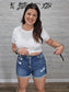 Z Distressed Cuffed Raw Hem Denim Shorts