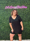 BLACK MICROFIBER V-NECK TOP & BIKER SHORTS