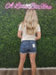 Z Distressed Cuffed Raw Hem Denim Shorts