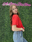 Crew Neck Oversized Crop Tee Red