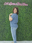 BOXY CHUNKY KNIT SHORT SLEEVE SWEATER DUSTY BLUE