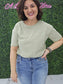 Crew Neck Oversized Crop Tee Sage Green