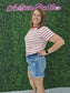 Short Sleeve Stripe Oversized Tee Red