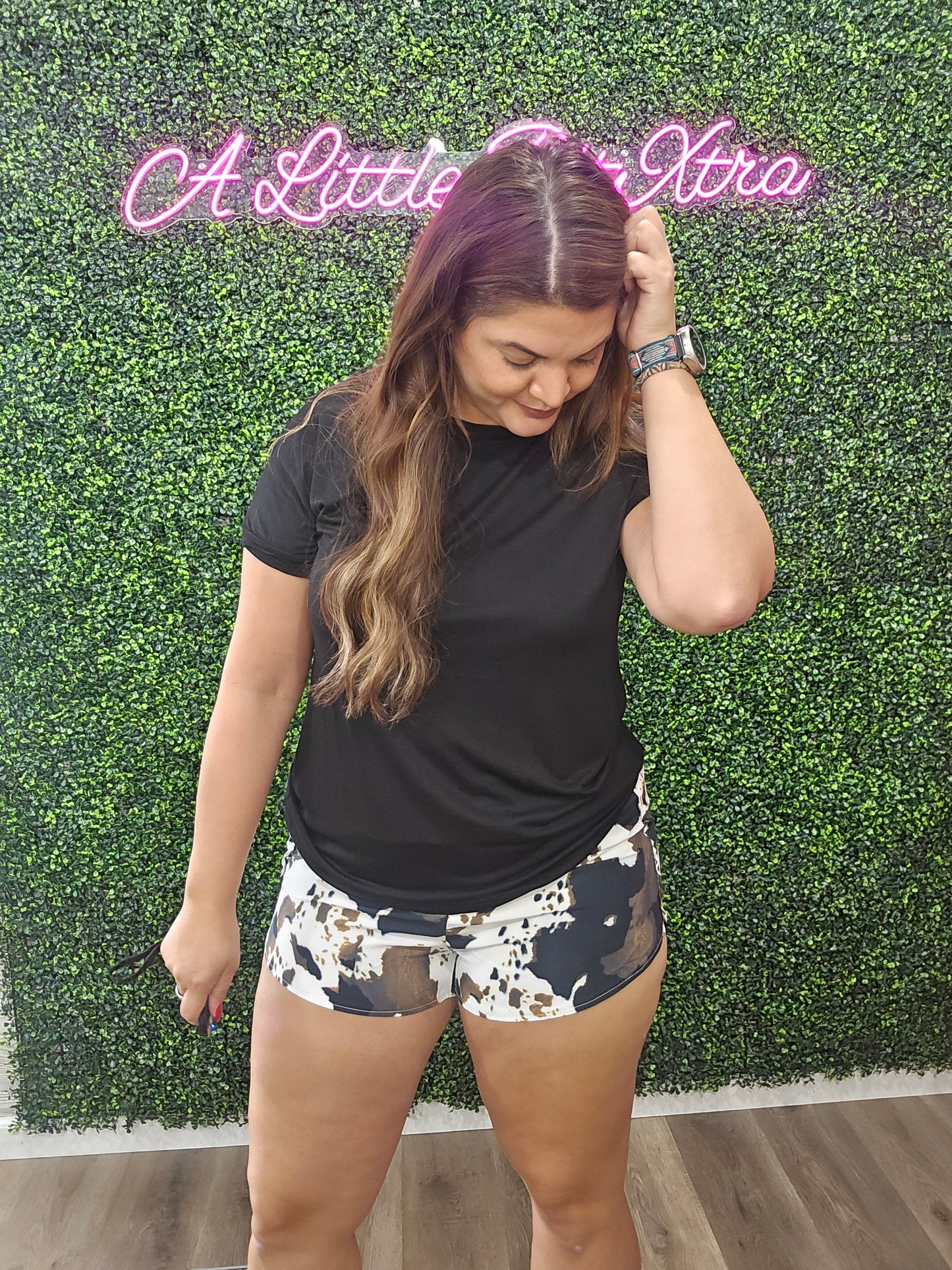 Brown Cowhide Shorts