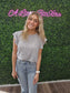 GREY RUFFLE SLEEVE KNIT TOP