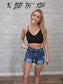Z Dark Raw Frayed Hem Denim Shorts