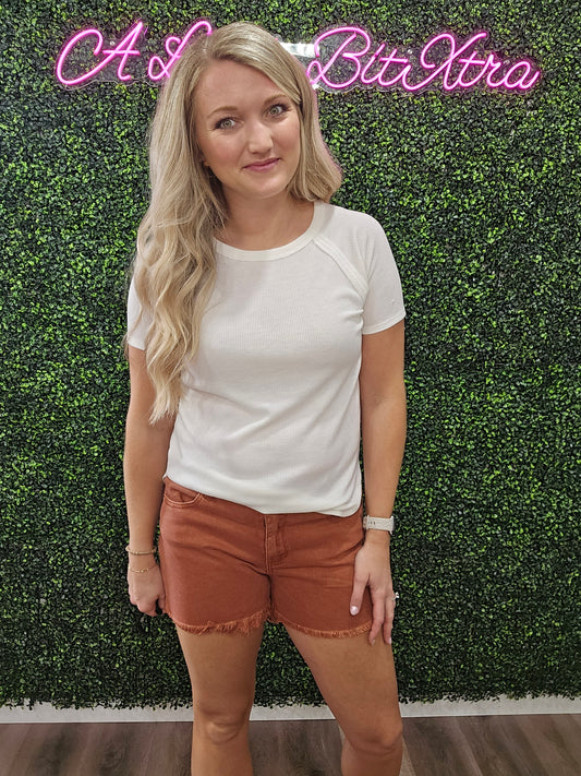 Z Rust Acid Wash Frayed Cutoff Hem Shorts