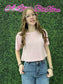 Crew Neck Oversized Crop Tee Pink