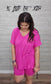 NEON PINK MICROFIBER V-NECK TOP & BIKER SHORTS