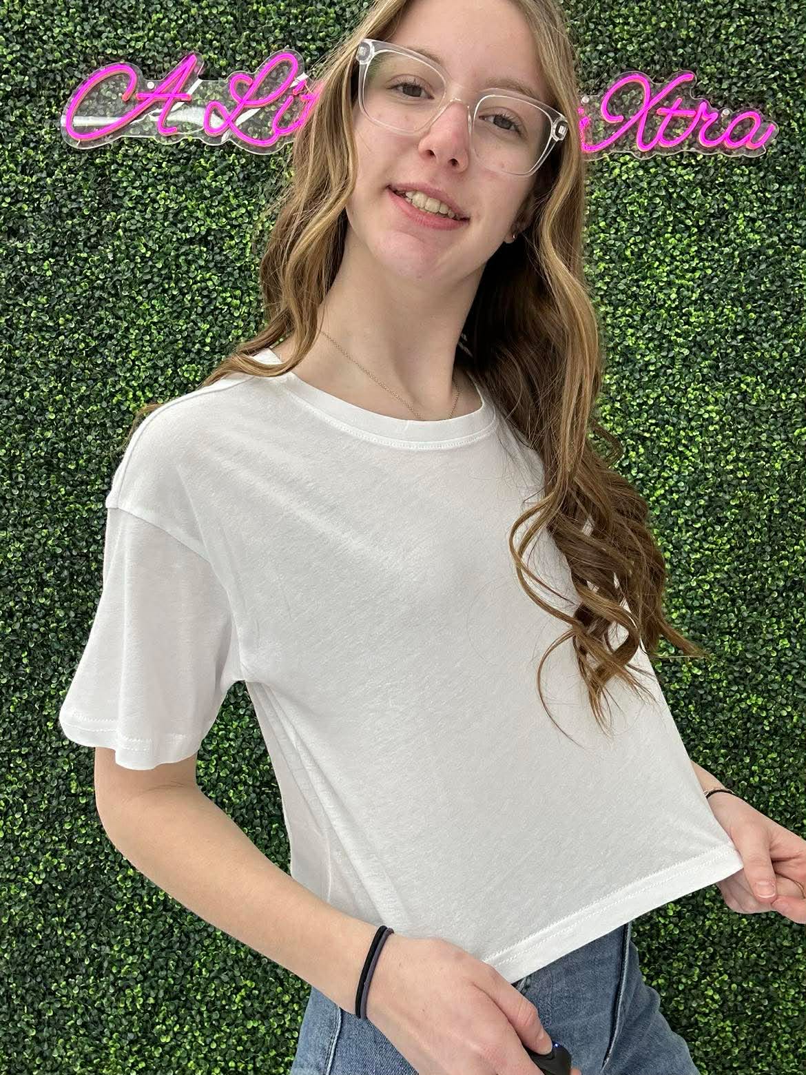 Crew Neck Oversized Crop Tee White