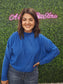 CLASSIC BLUE HIGH NECK DROP SHOULDER SWEATER