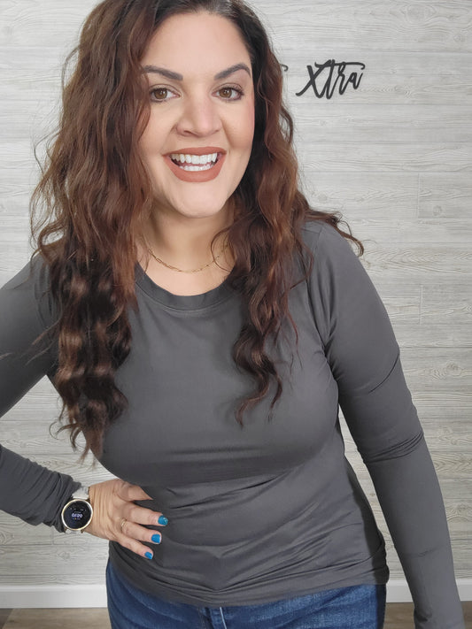 ASH GREY MICROFIBER LONG SLEEVE