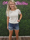 Z Distressed Cuffed Raw Hem Denim Shorts