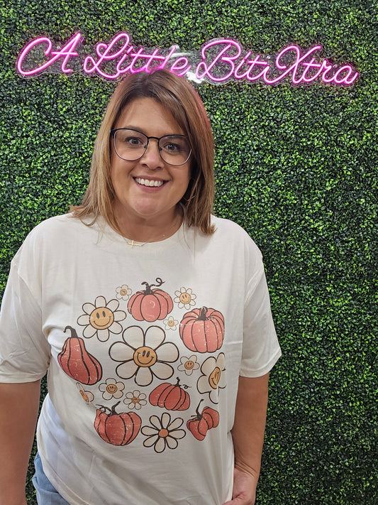 Retro Flower and Pumpkin Tee