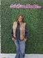 LEOPARD PRINT QUILTED VEST: LEOPARD/BLACK