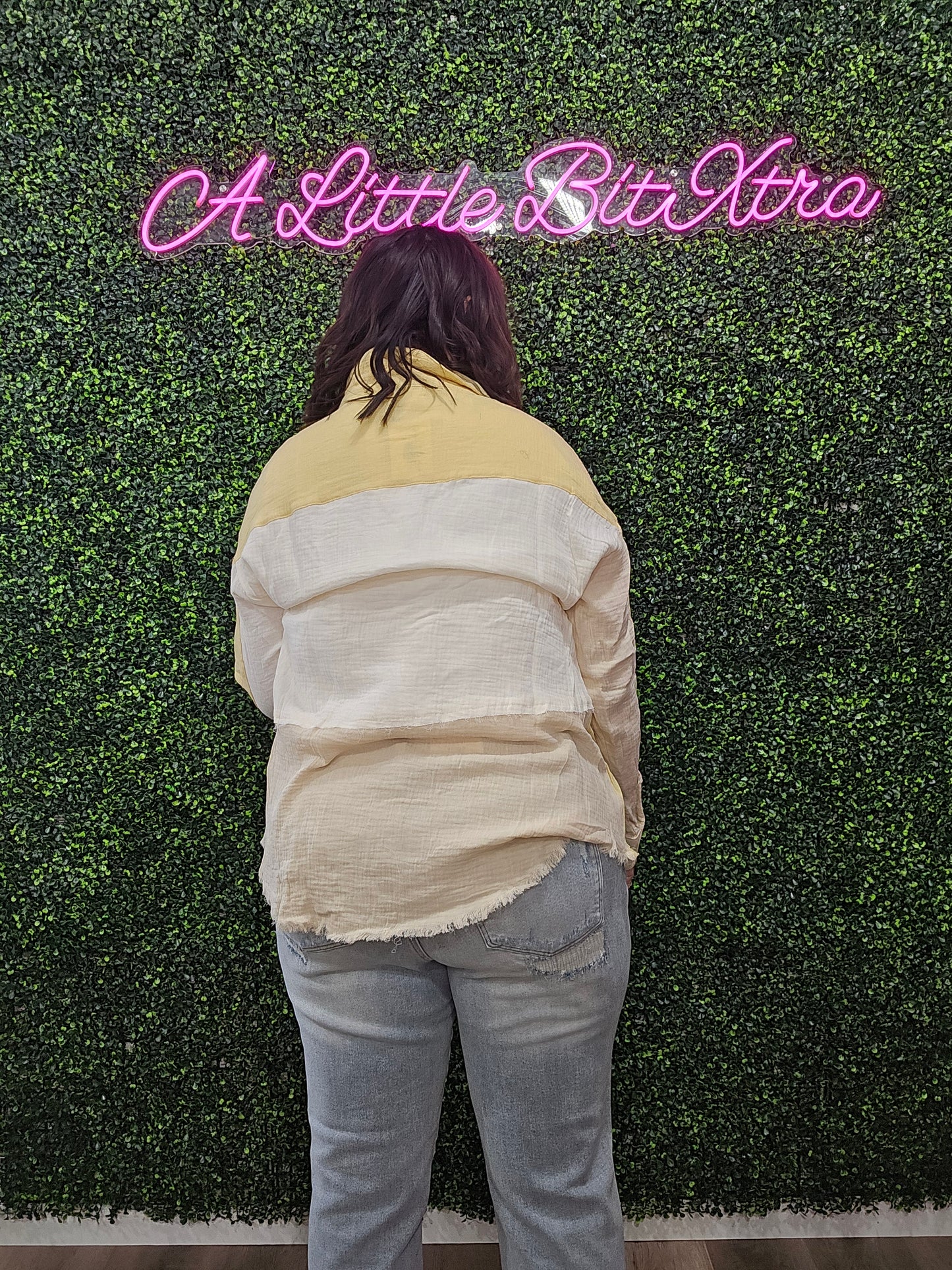 YELLOW PATCHWORK SHACKET