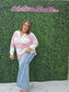 Lilly Breezy Button Up Stripes Blouse: Pink