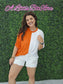 Game Day Multi Color Knit Top: ORANGE/WHITE