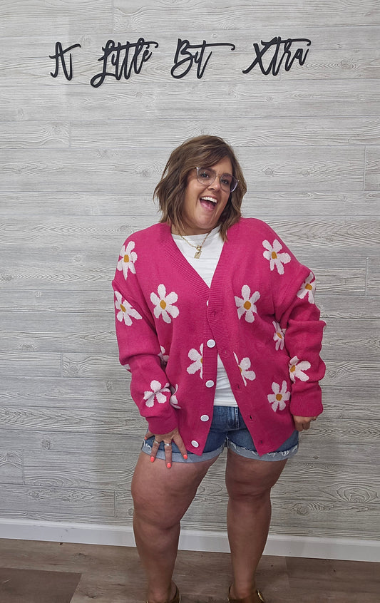 FUCHSIA DAISY CARDIGAN