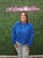 CLASSIC BLUE HIGH NECK DROP SHOULDER SWEATER