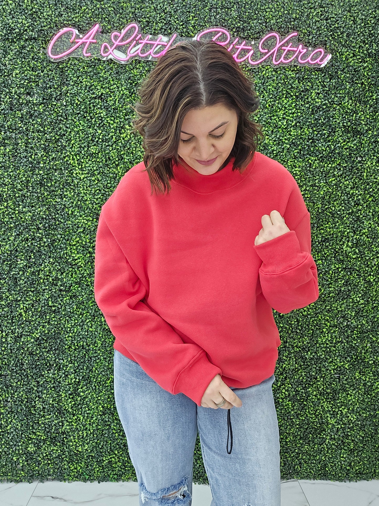 Mock Neck Sweatshirt (red)